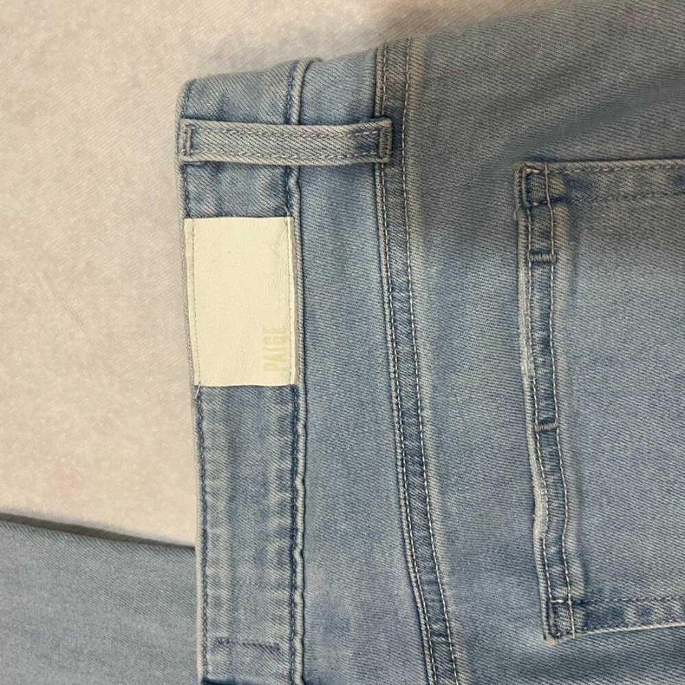 PAIGE Cindy High-Rise Straight-Leg Jeans Macaron Distressed Wash Size 32 - Picture 4 of 15